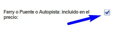 Ferry o carretera de peaje incluido