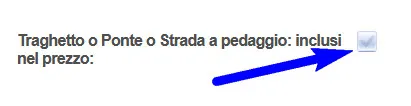 Traghetto o strada a pedaggio non incluso