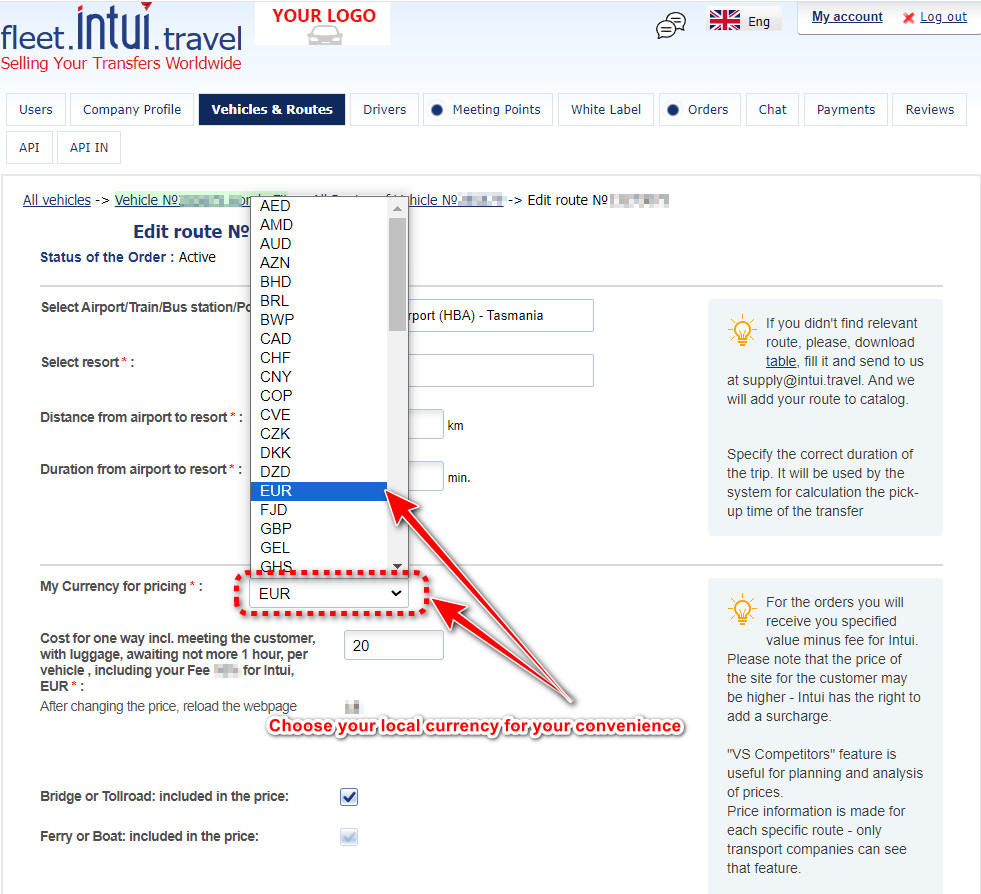 Currency for pricing