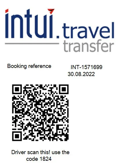 QR code and PIN code for order confirmation Intui