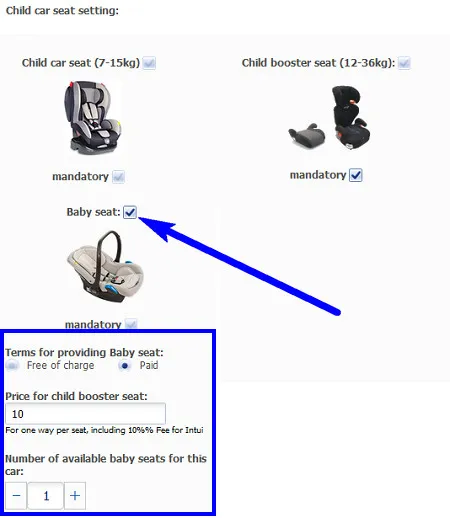 Configuración del asiento de bebé