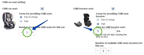 child car seat settings Intui
