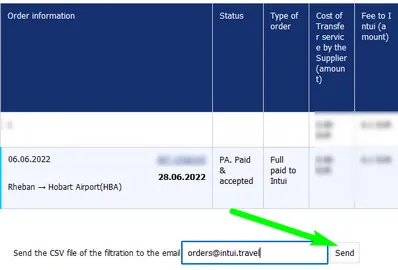 Download the CSV file in your personal account
